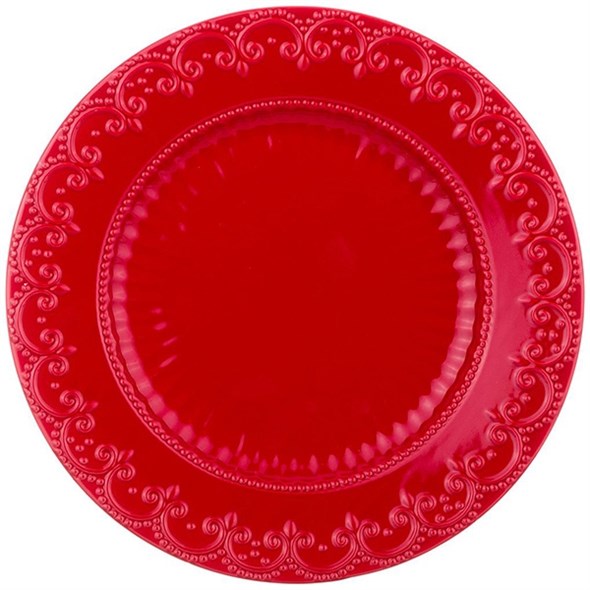 Тарелка "Кружево" диаметр 22 см красная - фото 15304