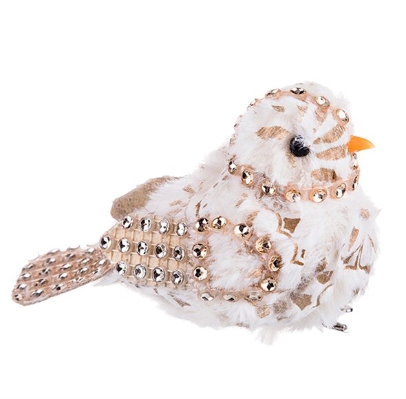 Елочная игрушка "Птичка" текстильная на прищепке - фото 15672