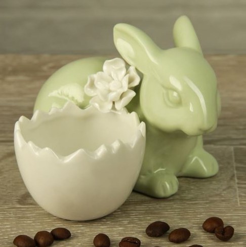 Статуэтка-подставка для яйца  "Пасхальный заяц" зеленый - фото 16051