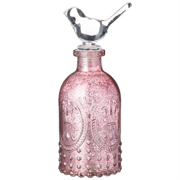 Стеклянная бутылочка розовая - фото 30657