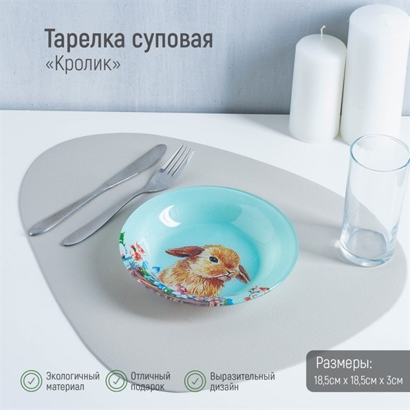 Тарелка суповая «Кролик», 300 мл, d=18,5 см - фото 33604