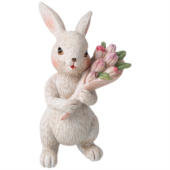 Статуэтка "кролик с букетом" 7х6х11,5 см - фото 36262