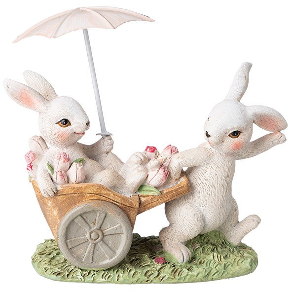 Статуэтка "кролики под зонтиком" 17х8,5х17 см - фото 36296