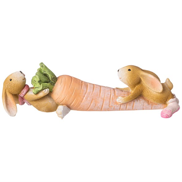 Статуэтка "кролики на морковке" 18,5х5,5х5,5 см - фото 36366