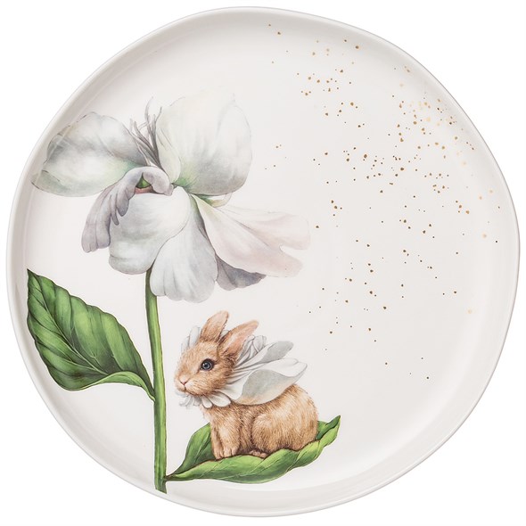 Тарелка закусочная  "цветок и зайчик" 20,5 см - фото 36591