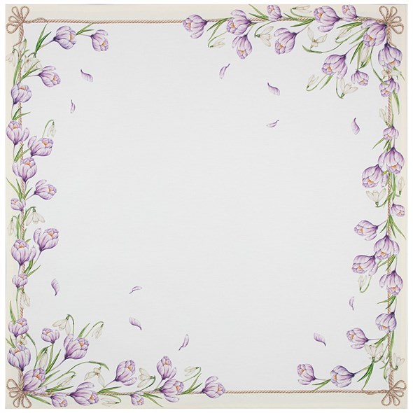 Наперон "цветы" 71х71см ,белый, 100% хлопок,твил - фото 36686