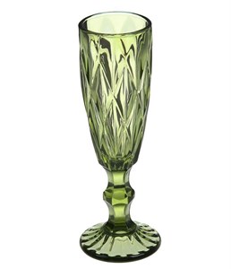 Бокал для шампанского "Клетка" 150 мл зеленый из цветного стекла
