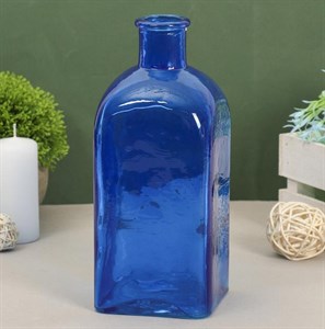 Ваза-бутылка стеклянная синяя