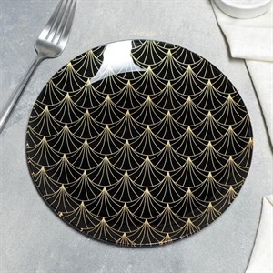 Тарелка обеденная «Золотое перо», d=20 см, цвет чёрный
