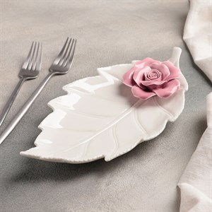 Блюдо керамическое сервировочное «Лист с розой», 27×14×4,5 см