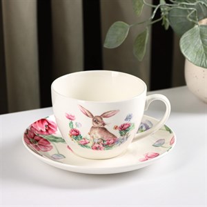 Чайная пара «Зайка», чашка 250 мл, блюдце d=15 см Чайная пара «Зайка», чашка 250 мл, блюдце d=15 см