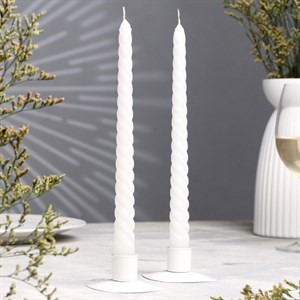 Набор свечей витых, 2,2х 25 см, 2 штуки, белый, "Богатство Аромата"