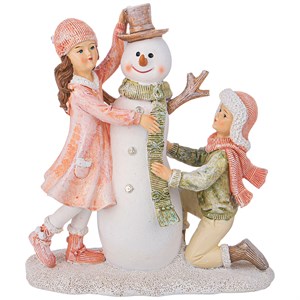Статуэтка "Дети со снеговиком" 14,5х6,5х16 см