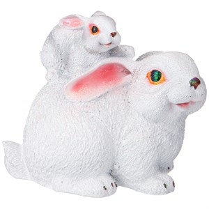 Фигурка декоративная "заяц с зайчонком "  высота=23см цвет:белый с глиттером