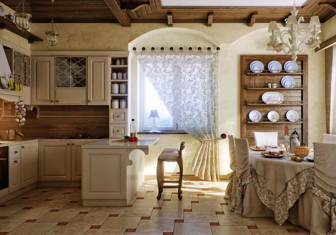 Кухня в стиле кантри фото интерьер в загородном доме