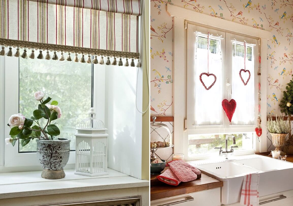 Основные виды штор в кухне фото красиво оформленных окон