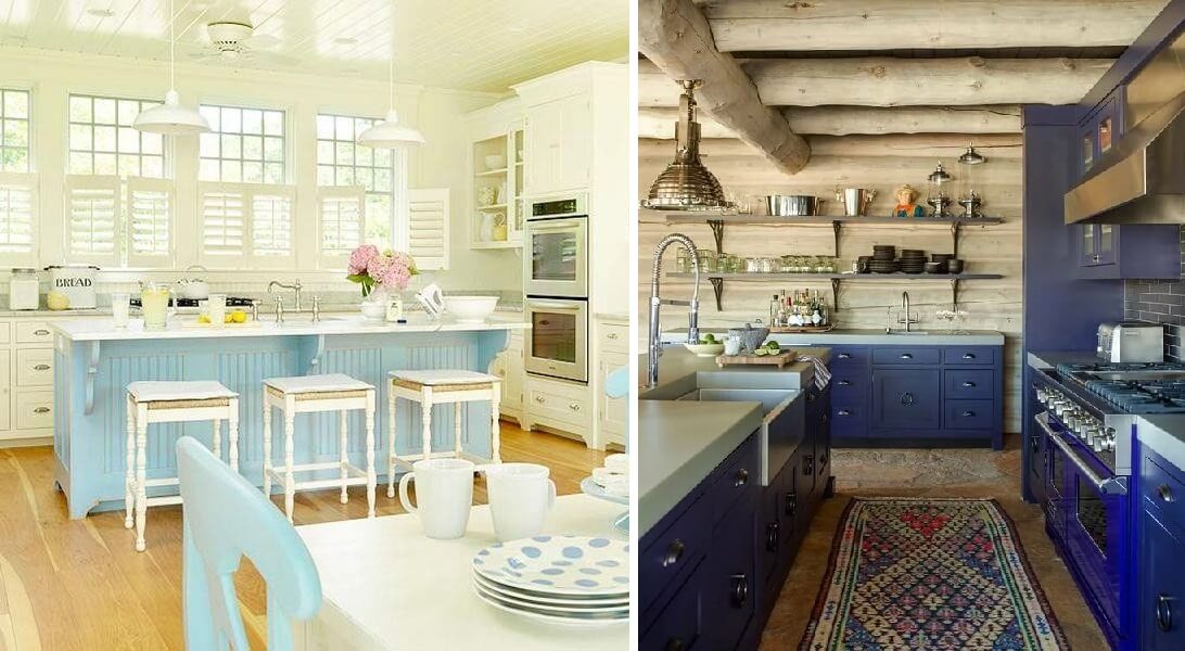 кухня в стиле прованс голубого цвета