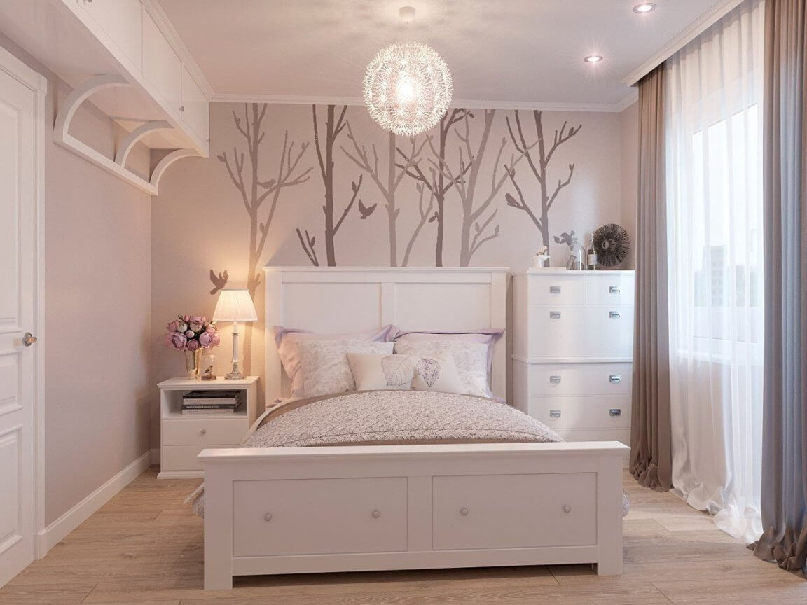 Спальня в пудровом цвете дизайн фото